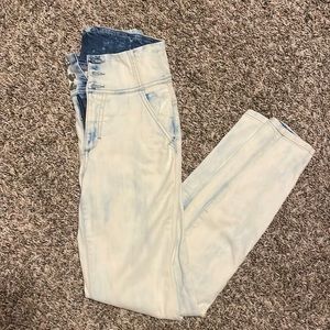 High waisted acid wash skinny jeans